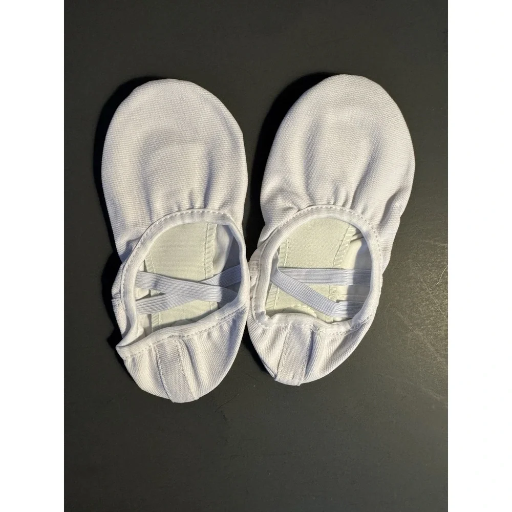 Girls White Ballet Slippers Canvas Dance Shoes Child 13M New Minor Stains